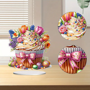 Special Shape Easter Cake Cute Desktop Diamond Art Kit Home Office Decor(Flower)