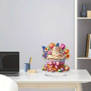 Special Shape Easter Cake Cute Desktop Diamond Art Kit Home Office Decor(Flower)
