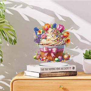 Special Shape Easter Cake Cute Desktop Diamond Art Kit Home Office Decor(Flower)