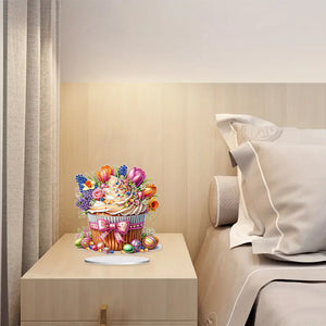 Special Shape Easter Cake Cute Desktop Diamond Art Kit Home Office Decor(Flower)