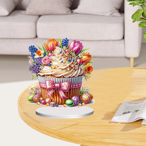 Special Shape Easter Cake Cute Desktop Diamond Art Kit Home Office Decor(Flower)