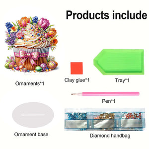 Special Shape Easter Cake Cute Desktop Diamond Art Kit Home Office Decor(Flower)