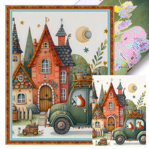 Yishu - Birds On The Roof - 50*65CM 11CT 3 Stamped Cross Stitch