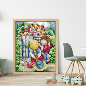 Joy Sunday - Candy House - 41*50CM 14CT 2 Stamped Cross Stitch