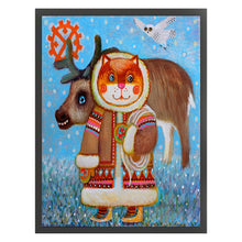 Load image into Gallery viewer, Huancan - Animals In The Snow - 40*55CM 11CT 3 Stamped Cross Stitch

