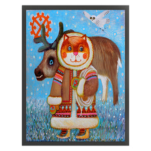 Huancan - Animals In The Snow - 40*55CM 11CT 3 Stamped Cross Stitch