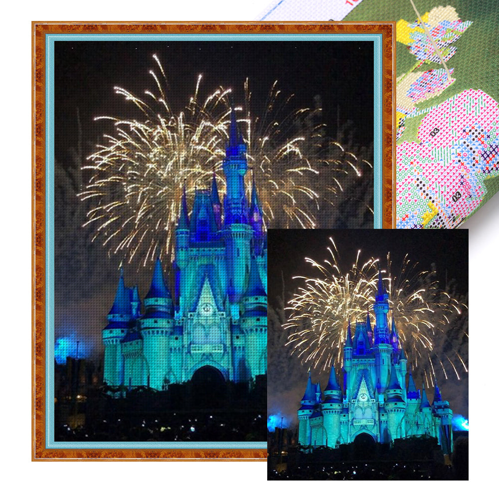 Huancan - Fireworks Show At The Castle - 50*60CM 11CT 3 Stamped Cross Stitch