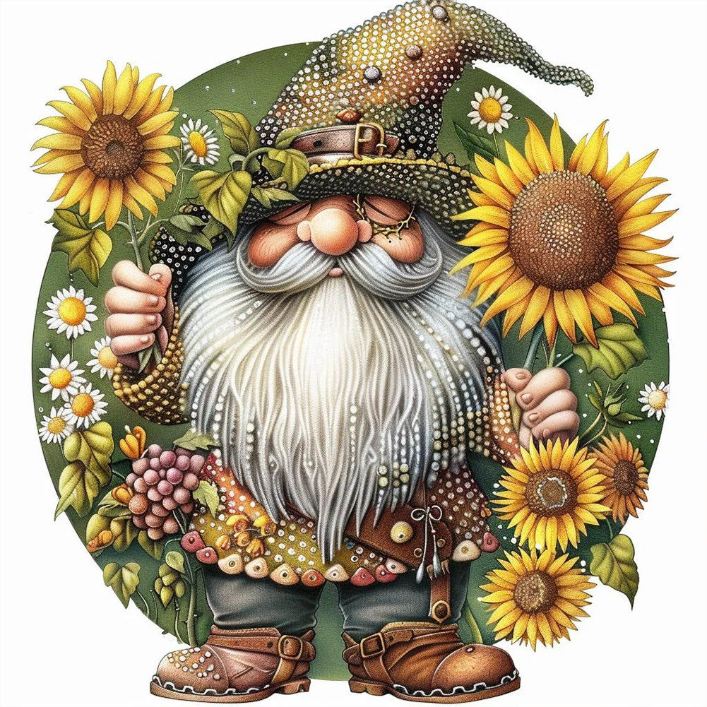 Sunflower Gnome 30*30CM(Canvas) Full Round Drill Diamond Painting