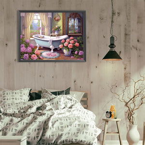 Flower Bathtub 40*30CM(Canvas) Full Round Drill Diamond Painting
