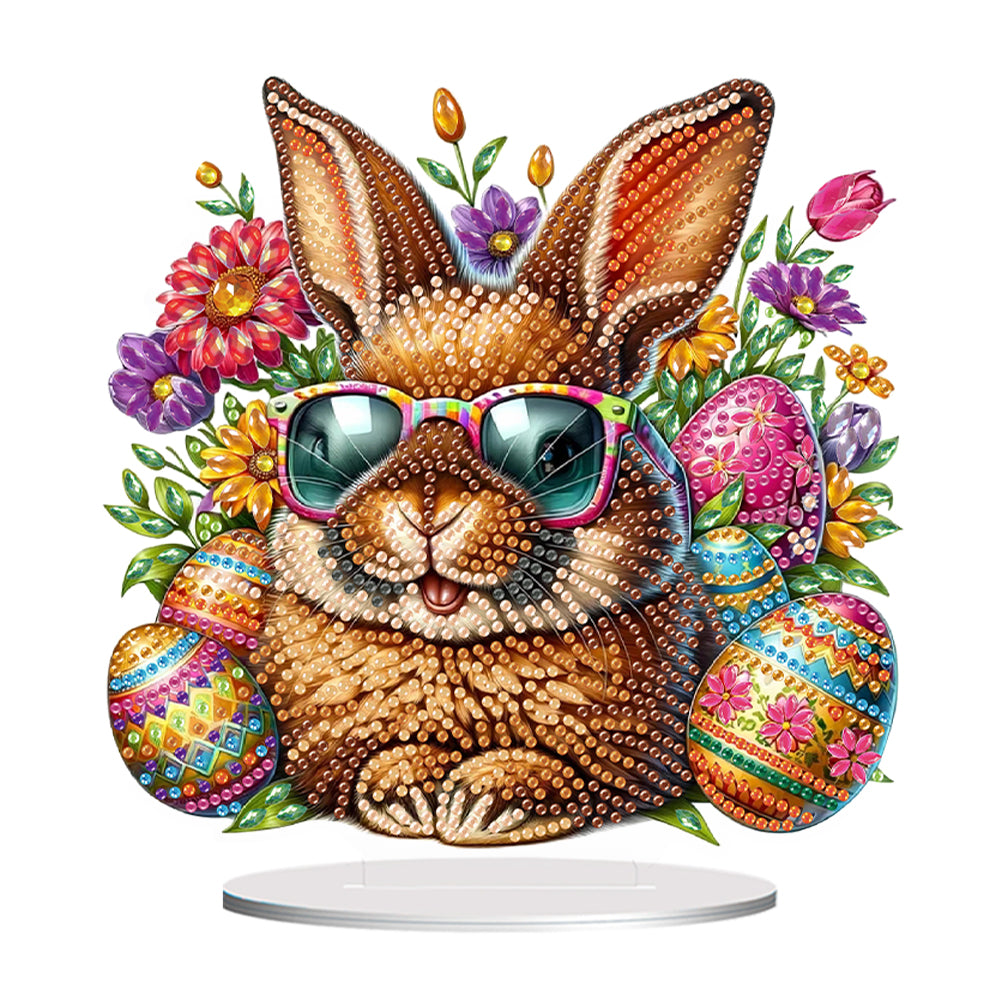 2D Flat Easter Rabbit DIY Desktop Diamond Art Kits Easter Rabbit Egg Home Decor