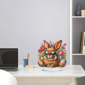 2D Flat Easter Rabbit DIY Desktop Diamond Art Kits Easter Rabbit Egg Home Decor