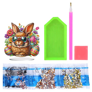 2D Flat Easter Rabbit DIY Desktop Diamond Art Kits Easter Rabbit Egg Home Decor