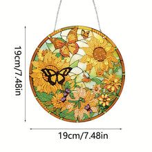 Load image into Gallery viewer, Acrylic Single-Side Diamond Art Hanging Pendant Home Decor (Sunflower Butterfly)
