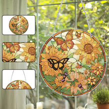 Load image into Gallery viewer, Acrylic Single-Side Diamond Art Hanging Pendant Home Decor (Sunflower Butterfly)
