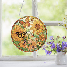 Load image into Gallery viewer, Acrylic Single-Side Diamond Art Hanging Pendant Home Decor (Sunflower Butterfly)
