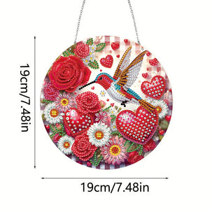 Acrylic Single-Side Diamond Art Hanging Pendant Home Decor (Love Hummingbird)