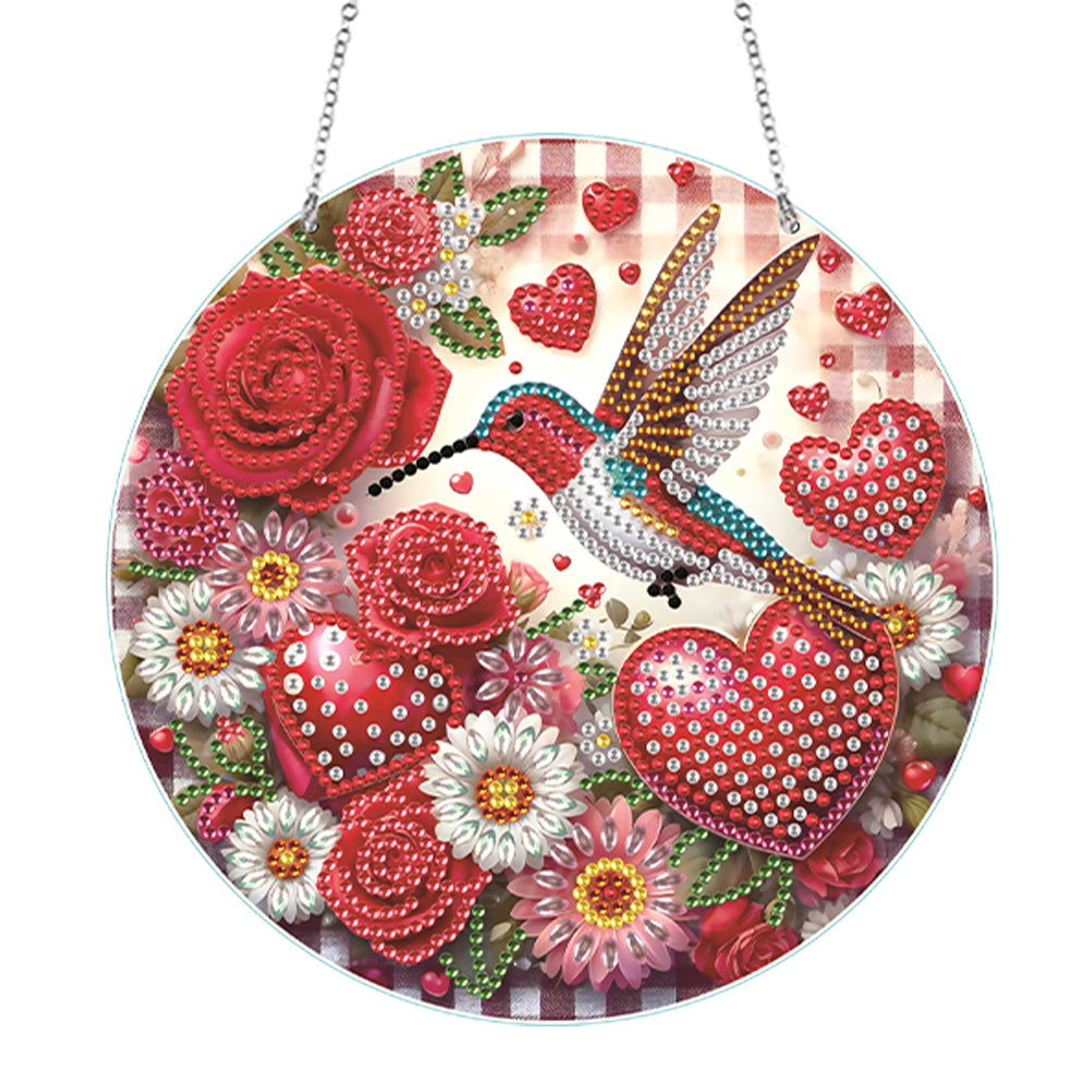 Acrylic Single-Side Diamond Art Hanging Pendant Home Decor (Love Hummingbird)