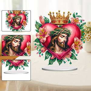 Special Shape Single-Side Desktop Diamond Art Kits Home Decor (Crown Love Jesus)