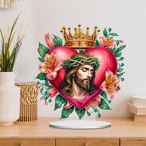 Special Shape Single-Side Desktop Diamond Art Kits Home Decor (Crown Love Jesus)