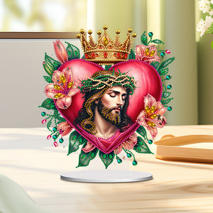 Special Shape Single-Side Desktop Diamond Art Kits Home Decor (Crown Love Jesus)
