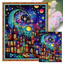 Load image into Gallery viewer, Yishu - Colorful Town Under The Stars - 45*60CM 11CT 3 Stamped Cross Stitch
