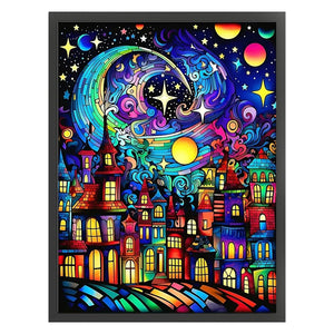 Yishu - Colorful Town Under The Stars - 45*60CM 11CT 3 Stamped Cross Stitch