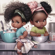 Load image into Gallery viewer, Black Child 40*40CM(Canvas) Full Round Drill Diamond Painting

