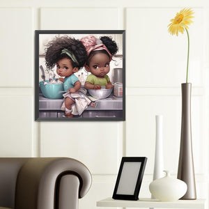 Black Child 40*40CM(Canvas) Full Round Drill Diamond Painting