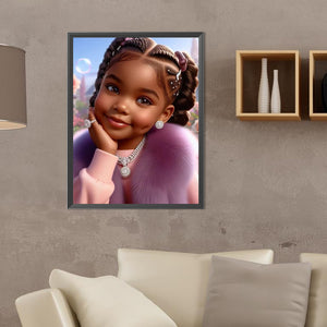 Black Girl 30*40CM(Canvas) Full Round Drill Diamond Painting
