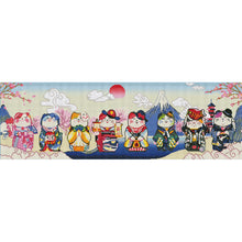 Load image into Gallery viewer, Mona Lisa Brand - Lucky Cat At The Foot Of Mount Fuji - 120*45CM 11CT 3 Stamped Cross Stitch

