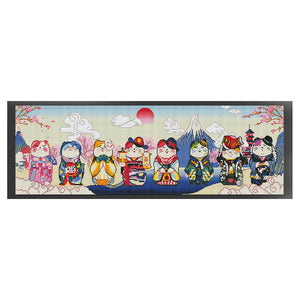 Mona Lisa Brand - Lucky Cat At The Foot Of Mount Fuji - 120*45CM 11CT 3 Stamped Cross Stitch