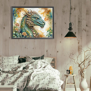 Retro Flower Dragon 40*30CM(Canvas) Full Round Drill Diamond Painting