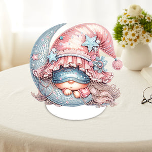 Special Shape Gnome Desktop Diamond Art Kits for Adults Beginner (Gnome on Moon)