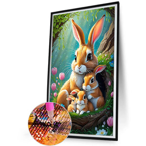 Rabbit Family 30*50CM(Canvas) Full Round Drill Diamond Painting