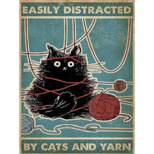 Load image into Gallery viewer, Cat And Yarn Ball Calligraphy 30*40CM(Canvas) Full Round Drill Diamond Painting

