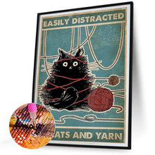 Load image into Gallery viewer, Cat And Yarn Ball Calligraphy 30*40CM(Canvas) Full Round Drill Diamond Painting
