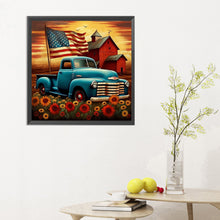 Load image into Gallery viewer, American Flag Classic Car 30*30CM(Canvas) Full Round Drill Diamond Painting

