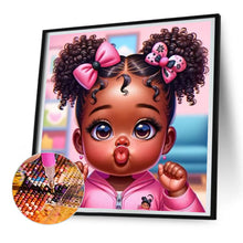 Load image into Gallery viewer, Black Girl Blowing Bubbles 30*30CM(Canvas) Full Round Drill Diamond Painting
