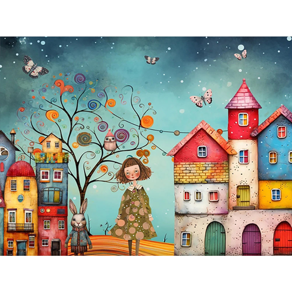 Colorful Street Scene 40*30CM(Canvas) Full Round Drill Diamond Painting