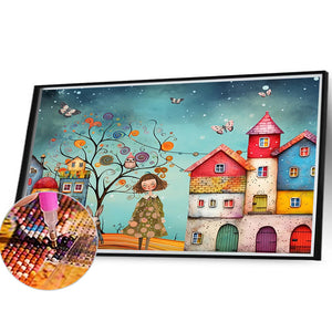 Colorful Street Scene 40*30CM(Canvas) Full Round Drill Diamond Painting