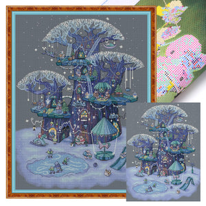 Huancan - Animals In The Treehouse - 40*55CM 14CT 2 Stamped Cross Stitch