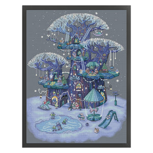 Huancan - Animals In The Treehouse - 40*55CM 14CT 2 Stamped Cross Stitch