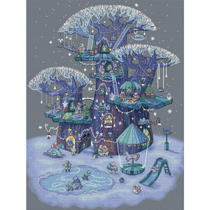 Huancan - Animals In The Treehouse - 40*55CM 14CT 2 Stamped Cross Stitch