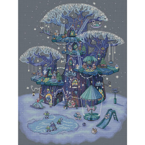 Huancan - Animals In The Treehouse - 40*55CM 14CT 2 Stamped Cross Stitch