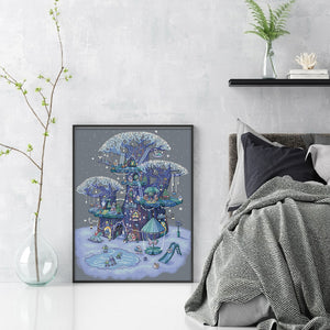 Huancan - Animals In The Treehouse - 40*55CM 14CT 2 Stamped Cross Stitch