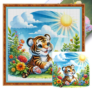 Huancan - A Tiger In The Spring Sunlight - 30*30CM 18CT 2 Stamped Cross Stitch