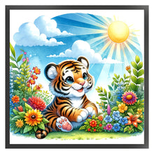 Load image into Gallery viewer, Huancan - A Tiger In The Spring Sunlight - 30*30CM 18CT 2 Stamped Cross Stitch
