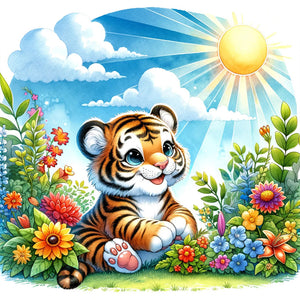 Huancan - A Tiger In The Spring Sunlight - 30*30CM 18CT 2 Stamped Cross Stitch