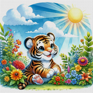 Huancan - A Tiger In The Spring Sunlight - 30*30CM 18CT 2 Stamped Cross Stitch