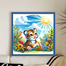 Load image into Gallery viewer, Huancan - A Tiger In The Spring Sunlight - 30*30CM 18CT 2 Stamped Cross Stitch
